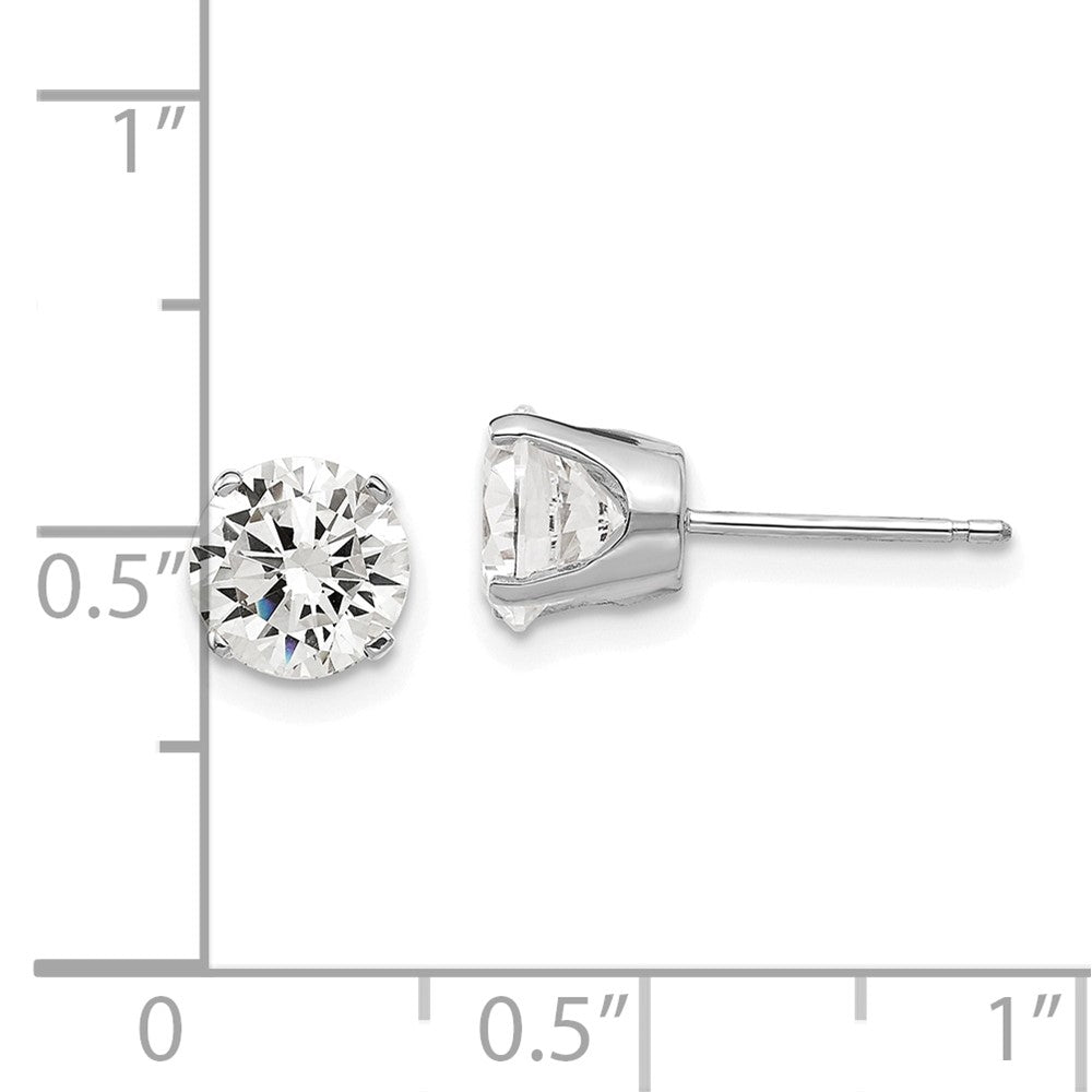 14K Weißgold Ohrstecker mit Zirkonia, 6,5 mm