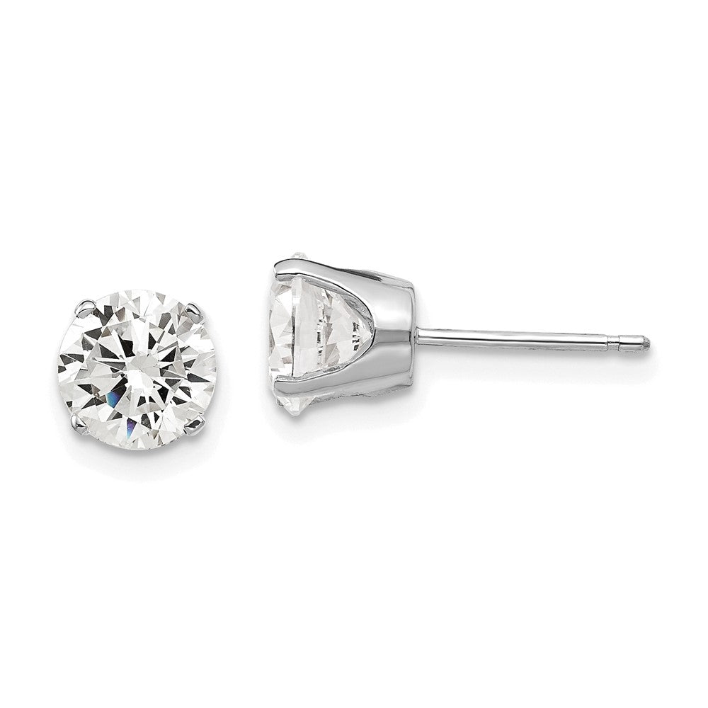 14K Weißgold Ohrstecker mit Zirkonia, 6,5 mm