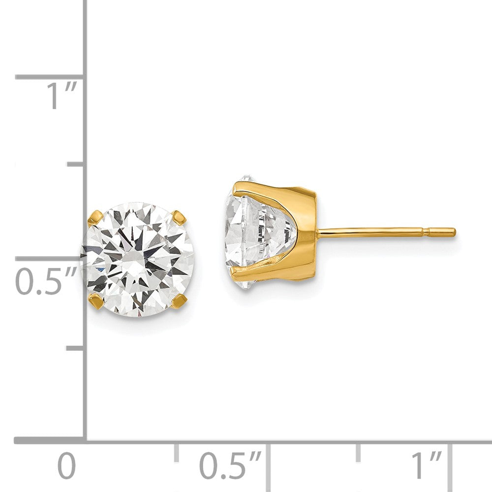 14K Gelbgold Ohrstecker mit Zirkonia, 8 mm