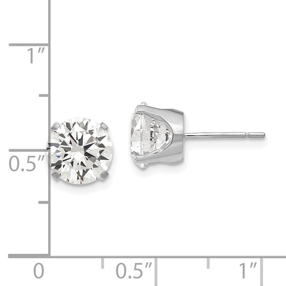 14K Weißgold Ohrstecker mit Zirkonia, 8 mm