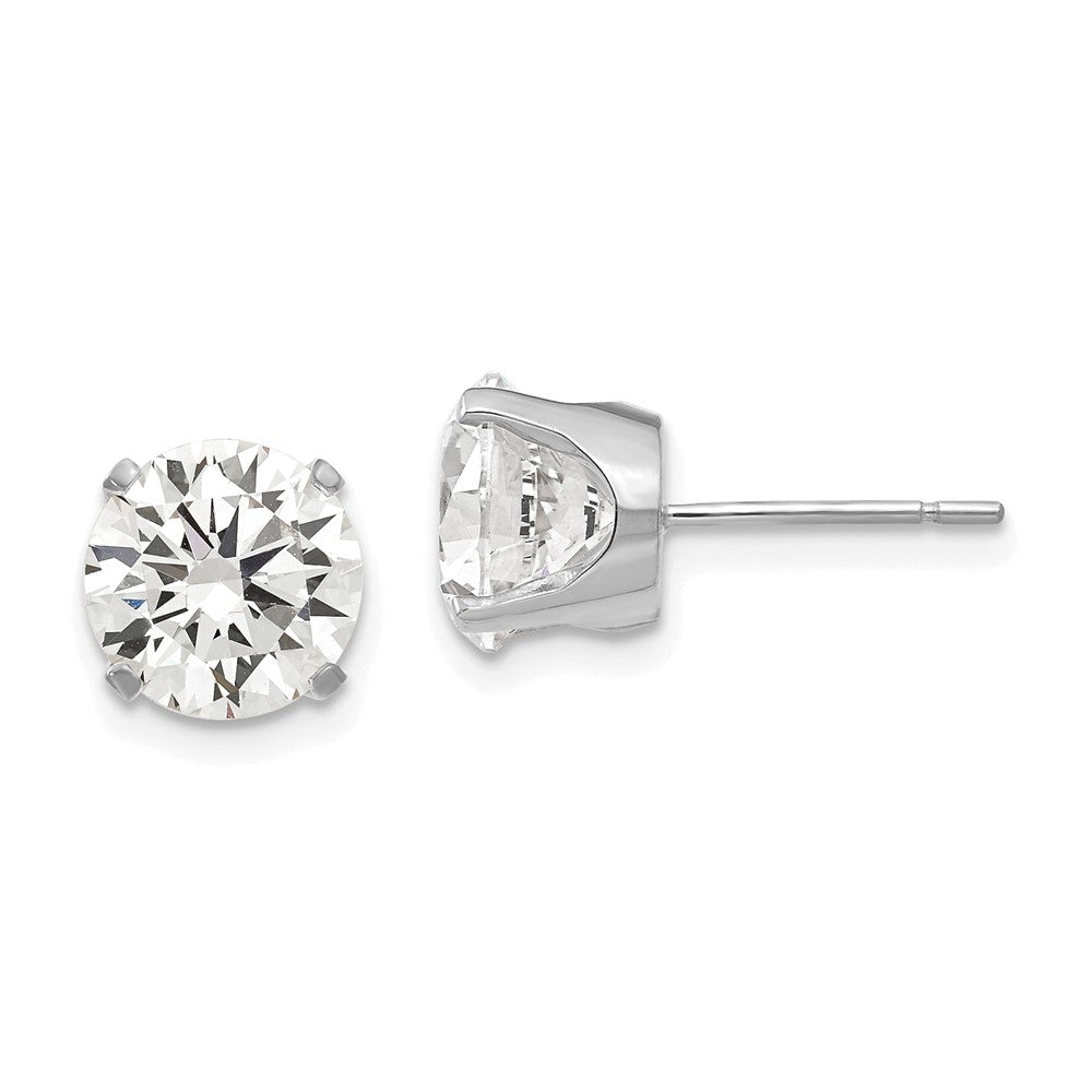 14K Weißgold Ohrstecker mit Zirkonia, 8 mm