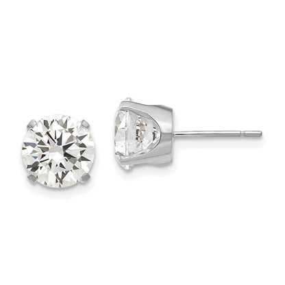 14K Weißgold Ohrstecker mit Zirkonia, 8 mm