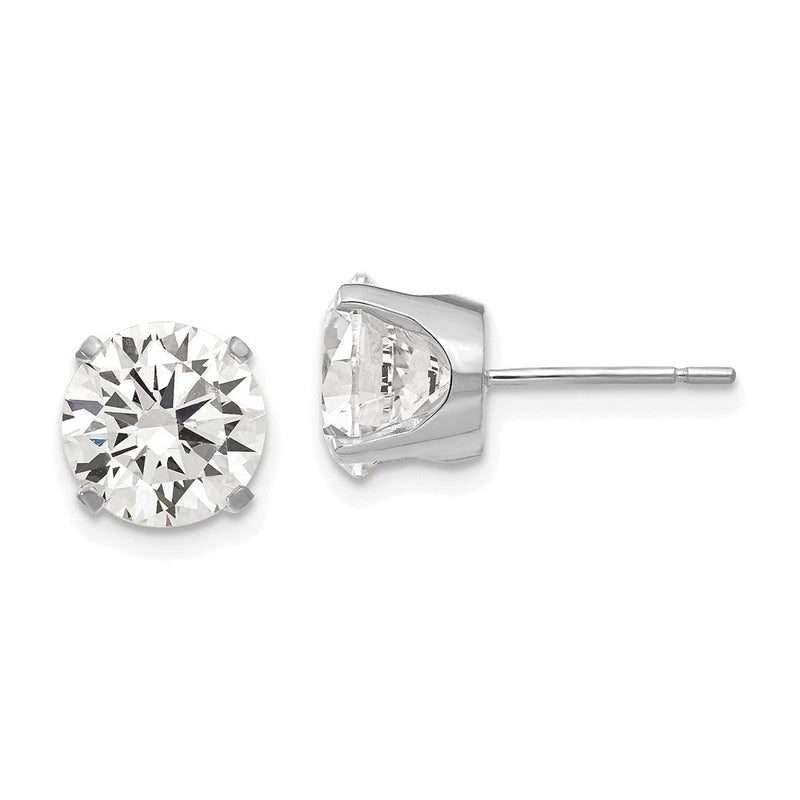 14K Weißgold Ohrstecker mit Zirkonia, 8 mm