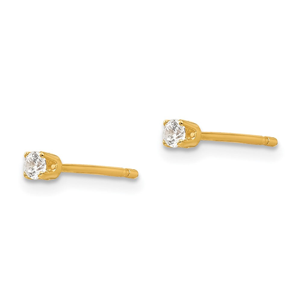 14K Gelbgold 2.25mm Zirkonia Ohrstecker