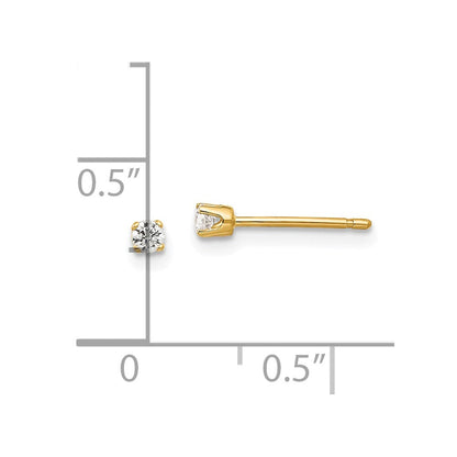 14K Gelbgold 2.25mm Zirkonia Ohrstecker