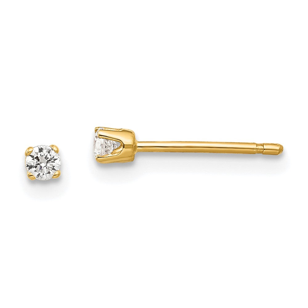 14K Gelbgold 2.25mm Zirkonia Ohrstecker