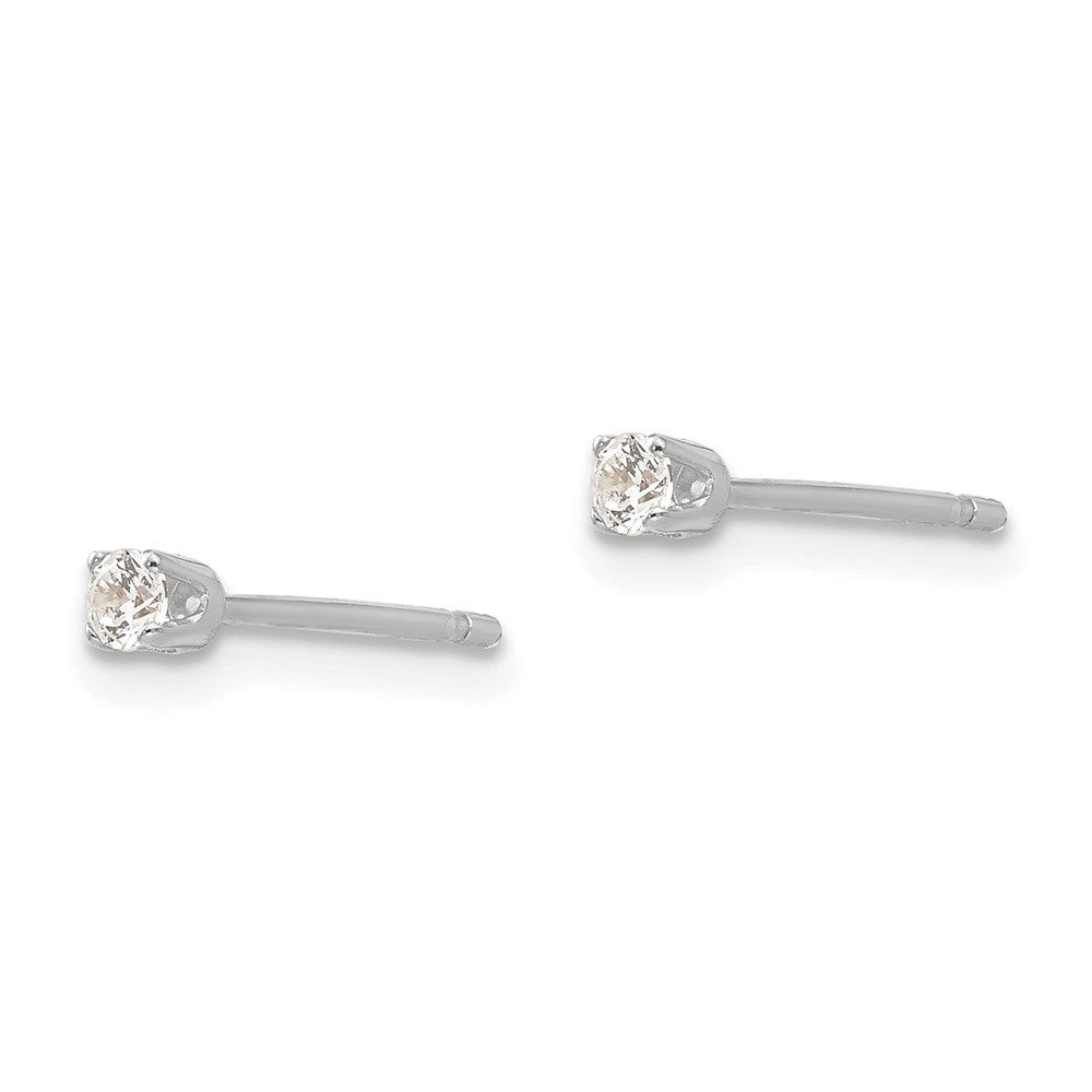 14K Weißgold 2.25mm Zirkonia Ohrstecker