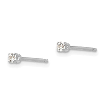 14K Weißgold 2.25mm Zirkonia Ohrstecker