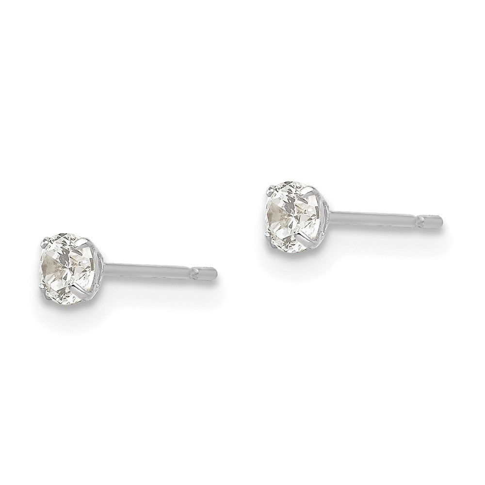 14K Weißgold 3mm Rund Zirkonia Ohrstecker