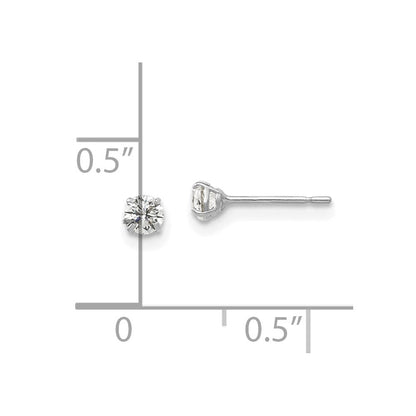 14K Weißgold 3mm Rund Zirkonia Ohrstecker