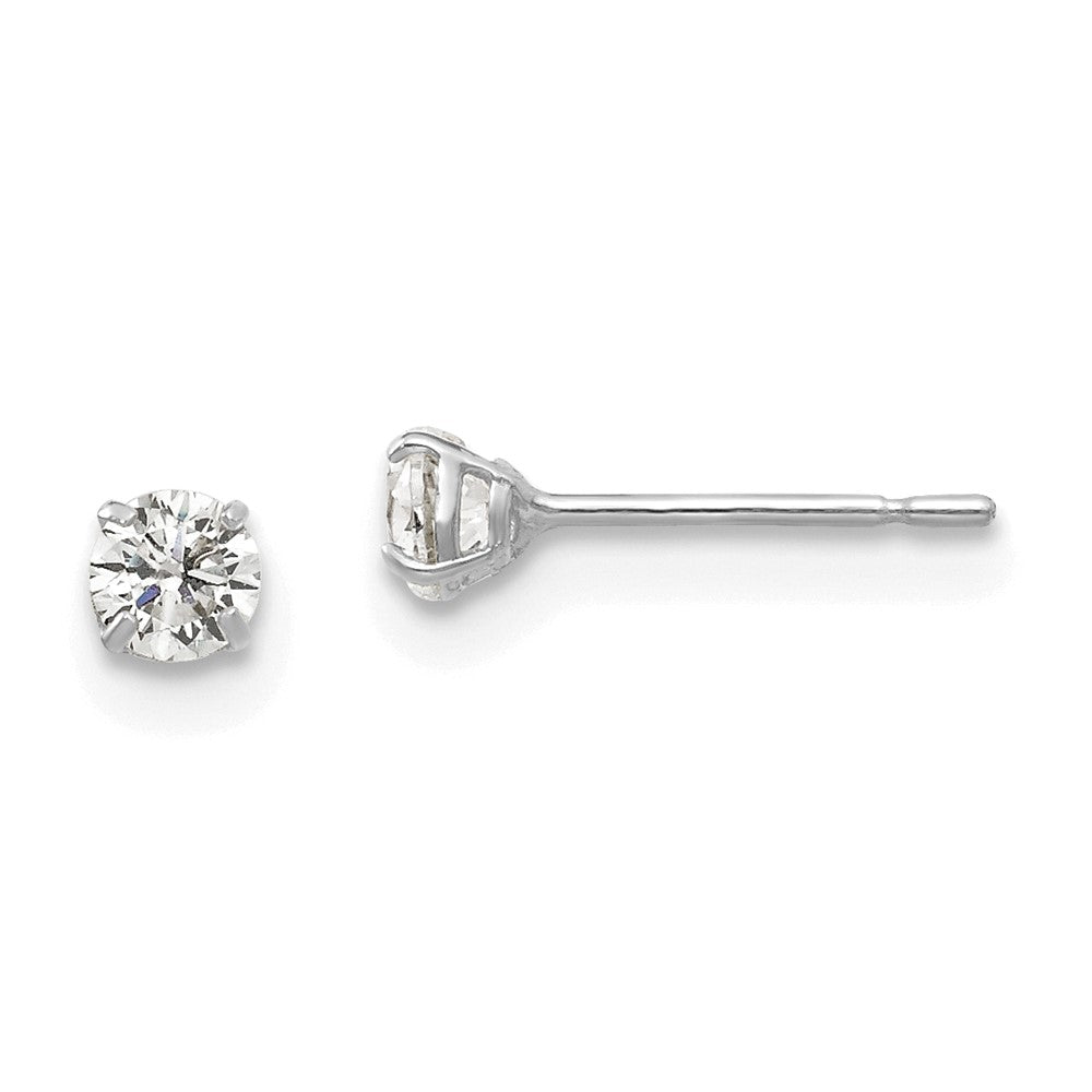 14K Weißgold 3mm Rund Zirkonia Ohrstecker
