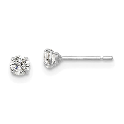 14K Weißgold 3mm Rund Zirkonia Ohrstecker