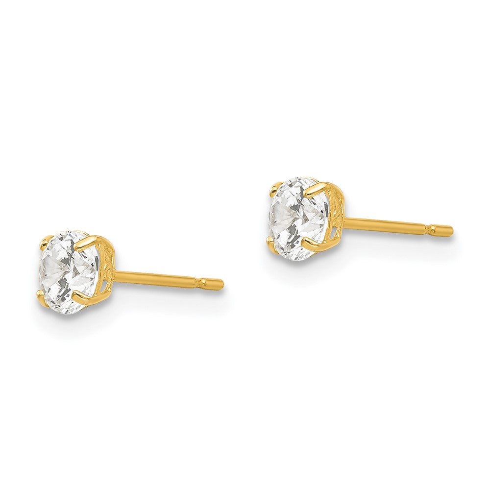 14K Gelbgold 4mm Rund Zirkonia Ohrstecker