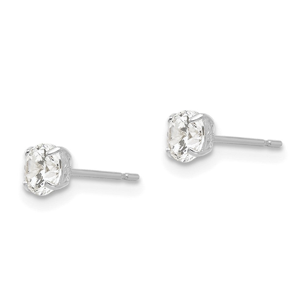 14K Weißgold 4mm Rund Zirkonia Ohrstecker