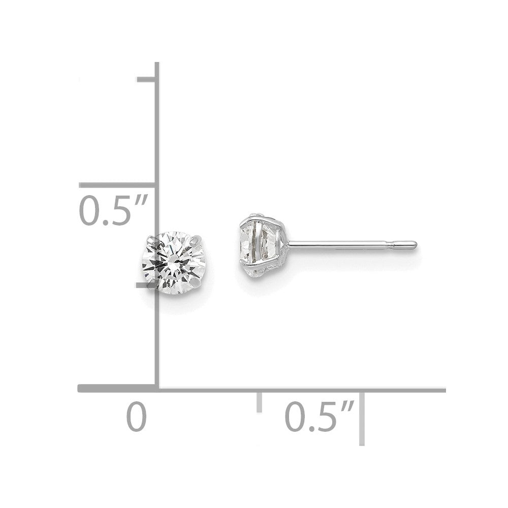 14K Weißgold 4mm Rund Zirkonia Ohrstecker