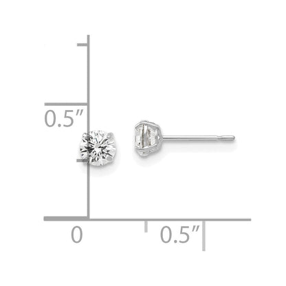 14K Weißgold 4mm Rund Zirkonia Ohrstecker