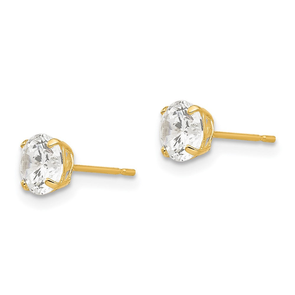 14K Gelbgold 5mm Rund Zirkonia Ohrstecker