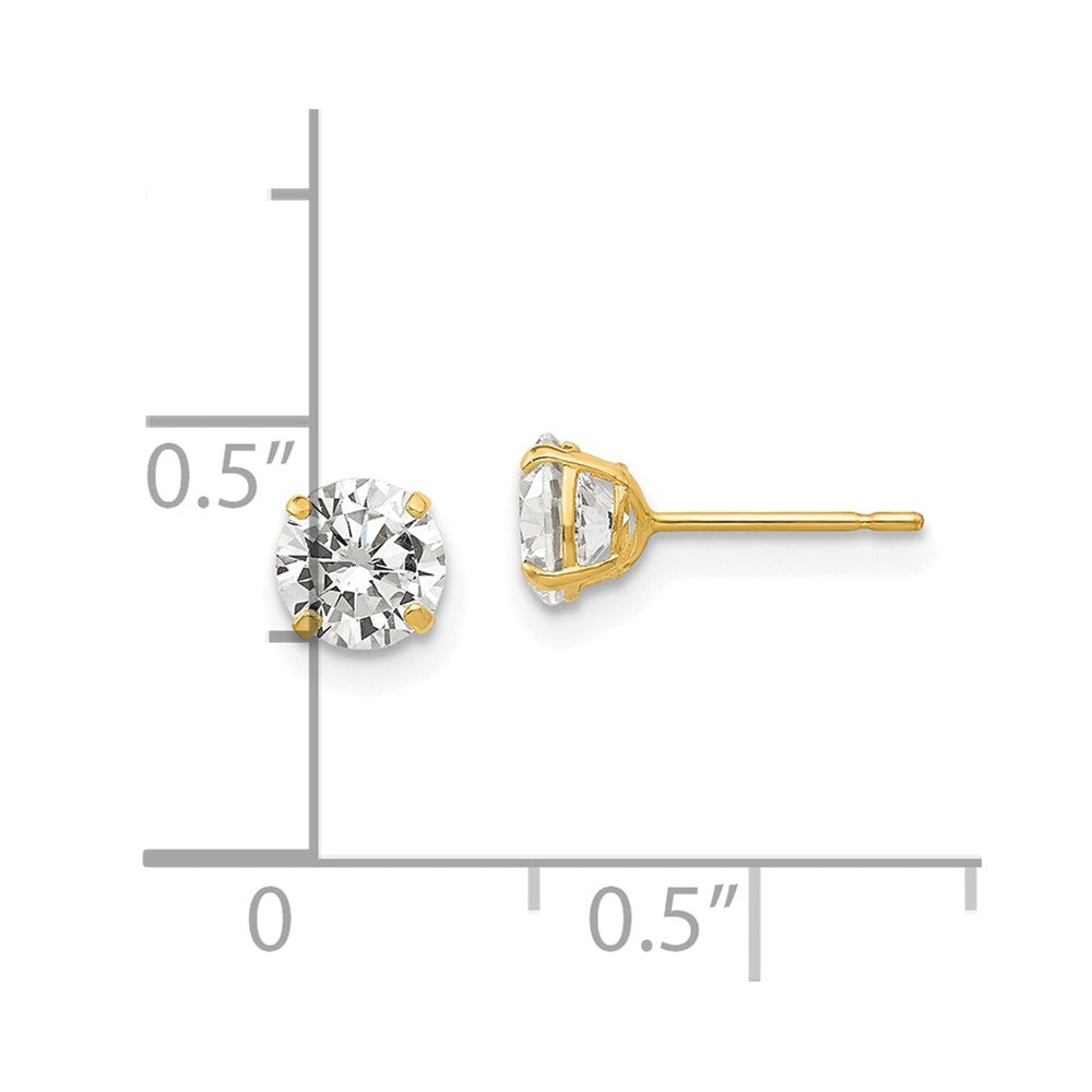14K Gelbgold 5mm Rund Zirkonia Ohrstecker