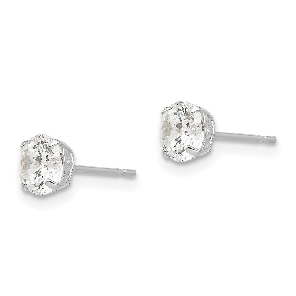 14K Weißgold 5mm Rund Zirkonia Ohrstecker