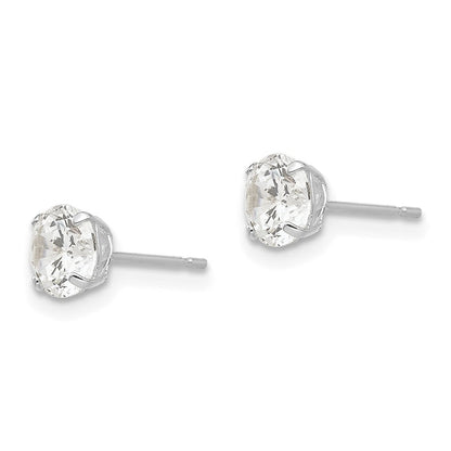 14K Weißgold 5mm Rund Zirkonia Ohrstecker