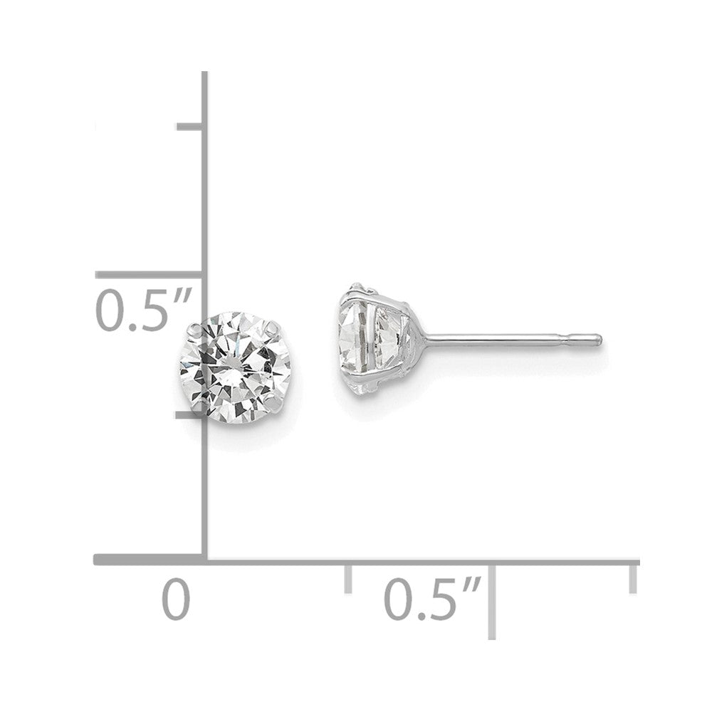 14K Weißgold 5mm Rund Zirkonia Ohrstecker