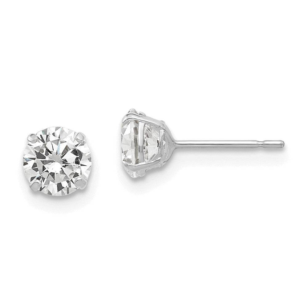 14K Weißgold 5mm Rund Zirkonia Ohrstecker
