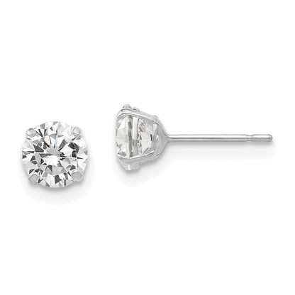 14K Weißgold 5mm Rund Zirkonia Ohrstecker