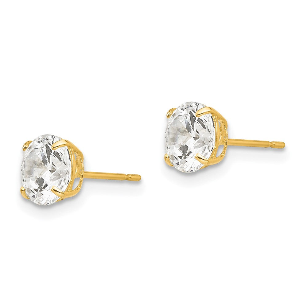 14K Gelbgold 6mm Rund Zirkonia Ohrstecker