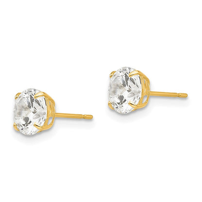 14K Gelbgold 6mm Rund Zirkonia Ohrstecker