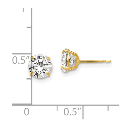 14K Gelbgold 6mm Rund Zirkonia Ohrstecker