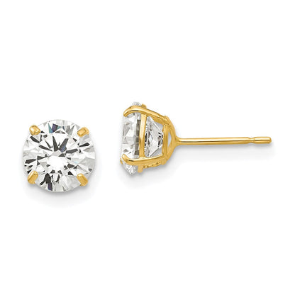 14K Gelbgold 6mm Rund Zirkonia Ohrstecker