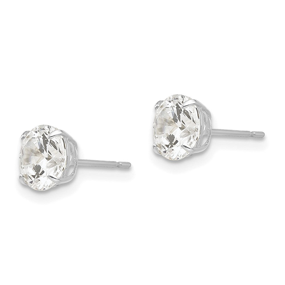 14K Weißgold 6mm Rund Zirkonia Ohrstecker