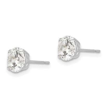 14K Weißgold 6mm Rund Zirkonia Ohrstecker