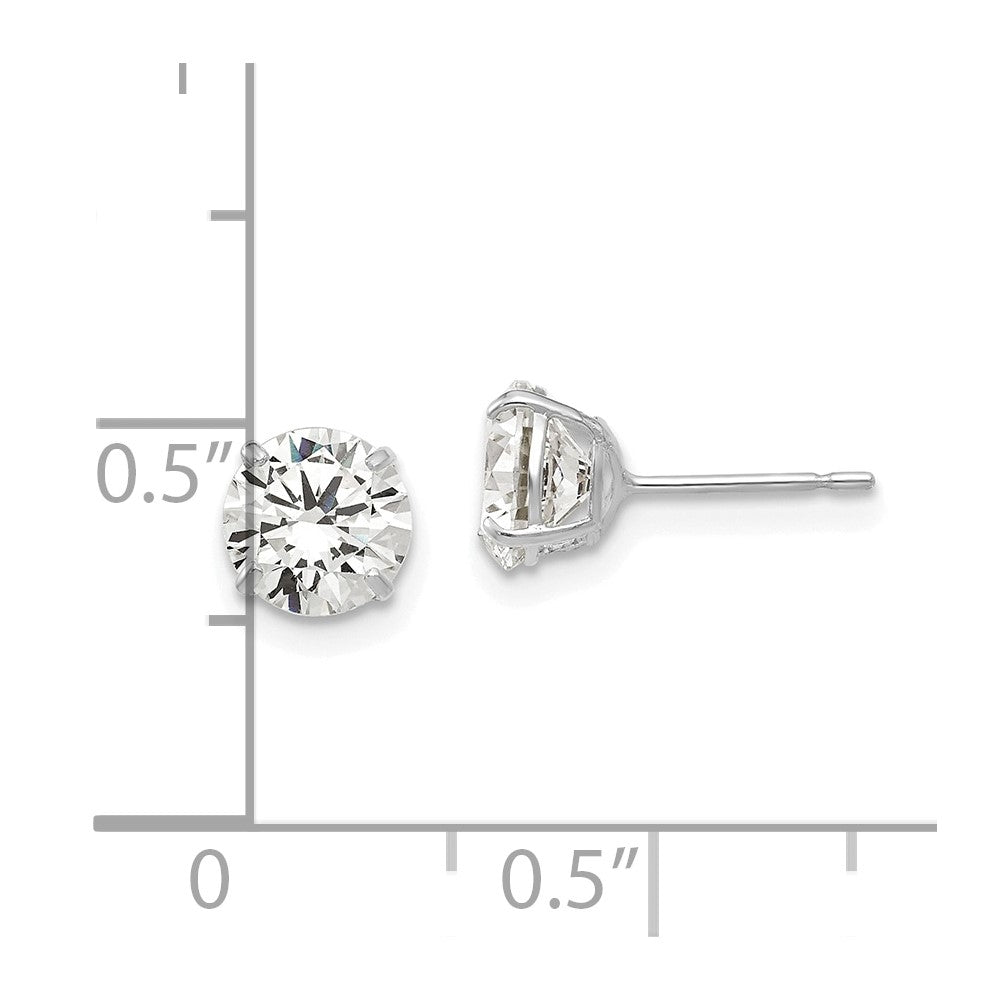 14K Weißgold 6mm Rund Zirkonia Ohrstecker