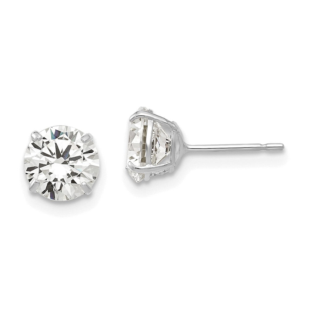 14K Weißgold 6mm Rund Zirkonia Ohrstecker