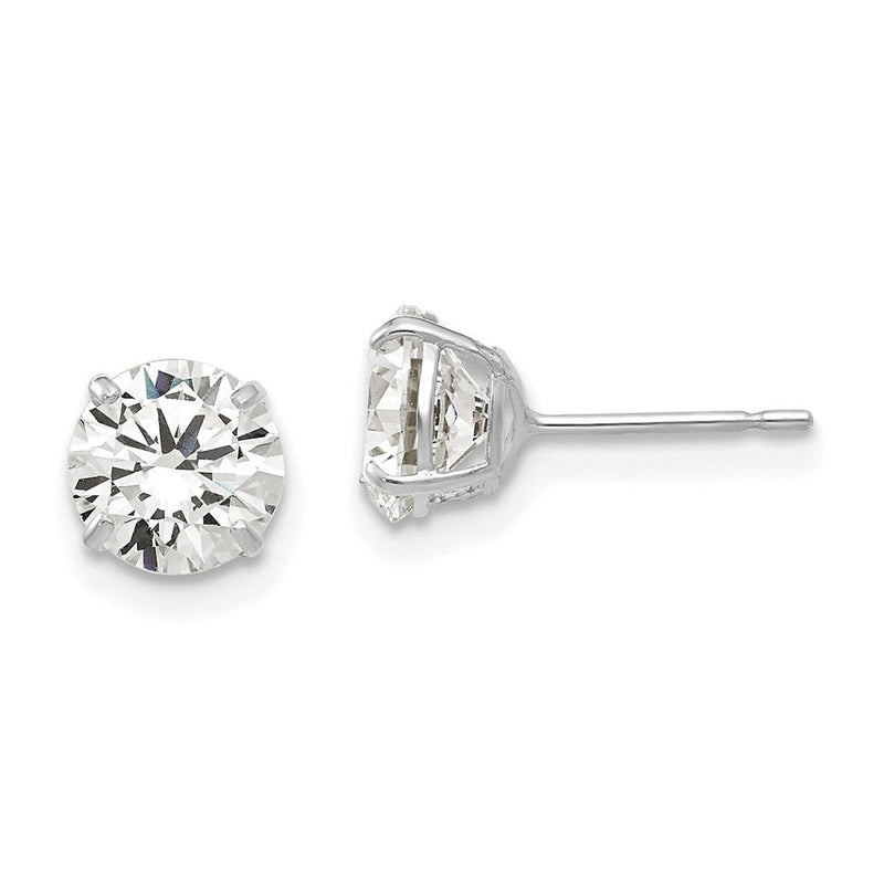 14K Weißgold 6mm Rund Zirkonia Ohrstecker