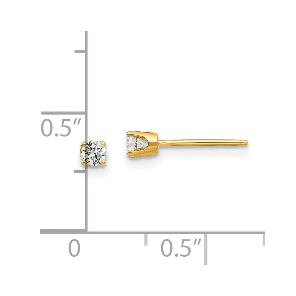 14K Gelbgold 2.75mm Zirkonia Ohrstecker