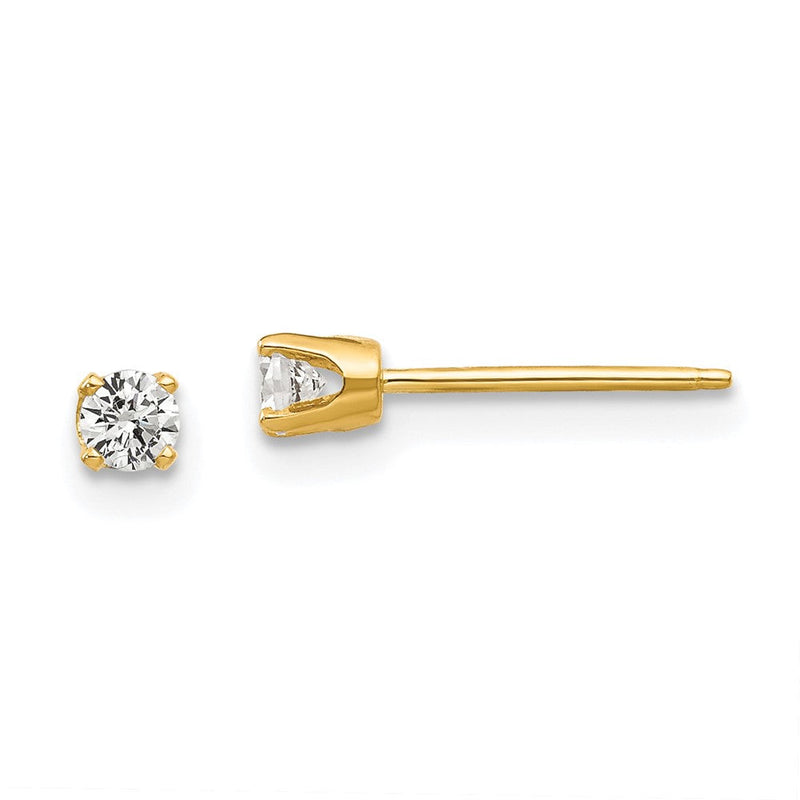 14K Gelbgold 2.75mm Zirkonia Ohrstecker