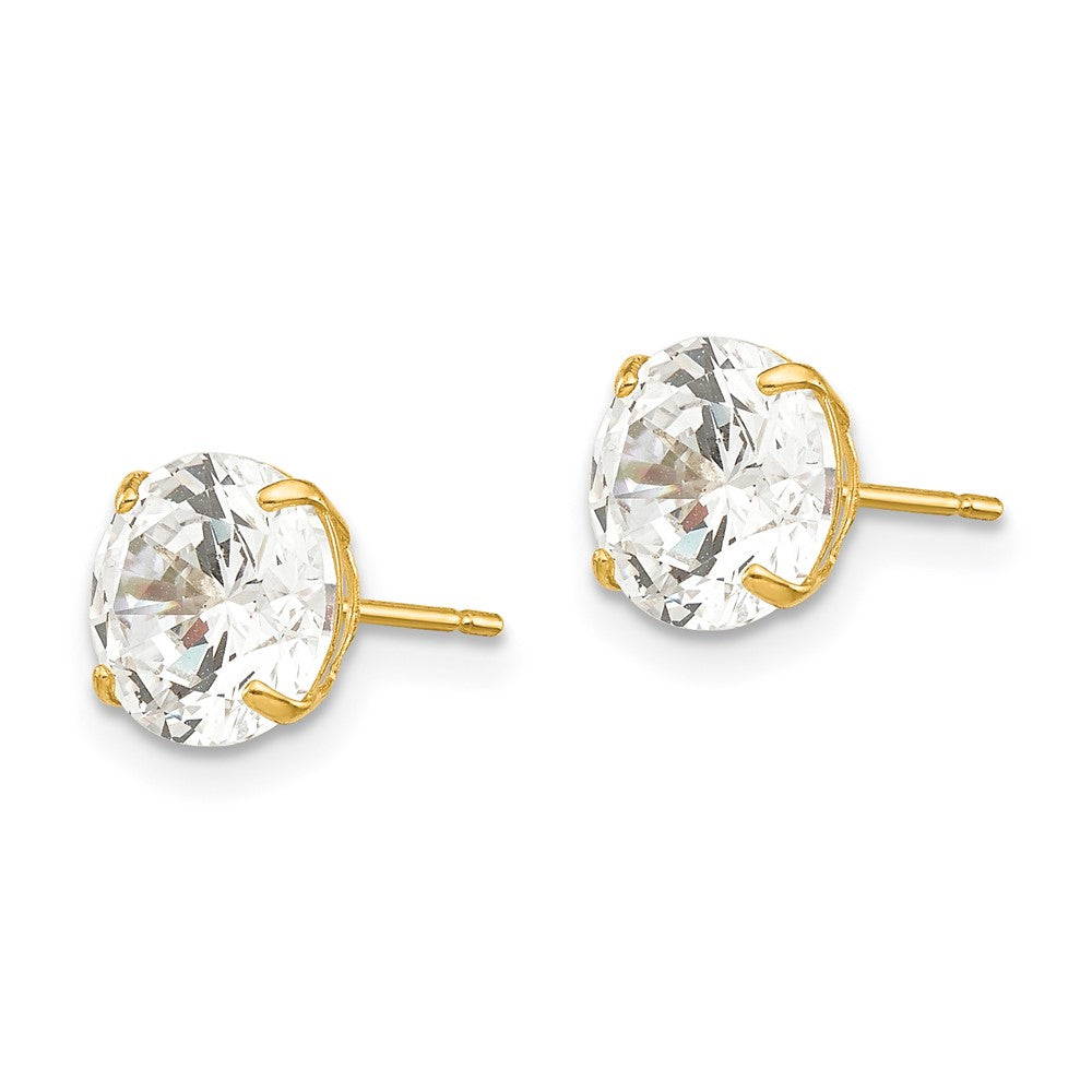 14K Gelbgold 7mm Rund Zirkonia Ohrstecker