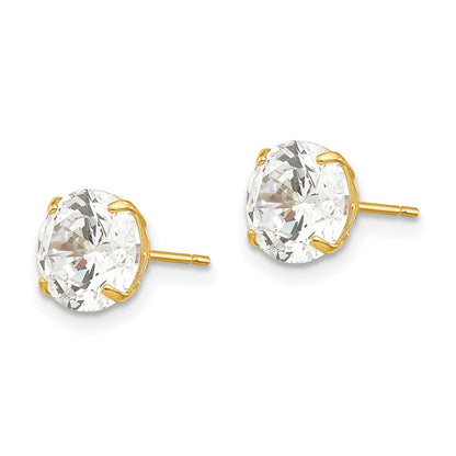 14K Gelbgold 7mm Rund Zirkonia Ohrstecker