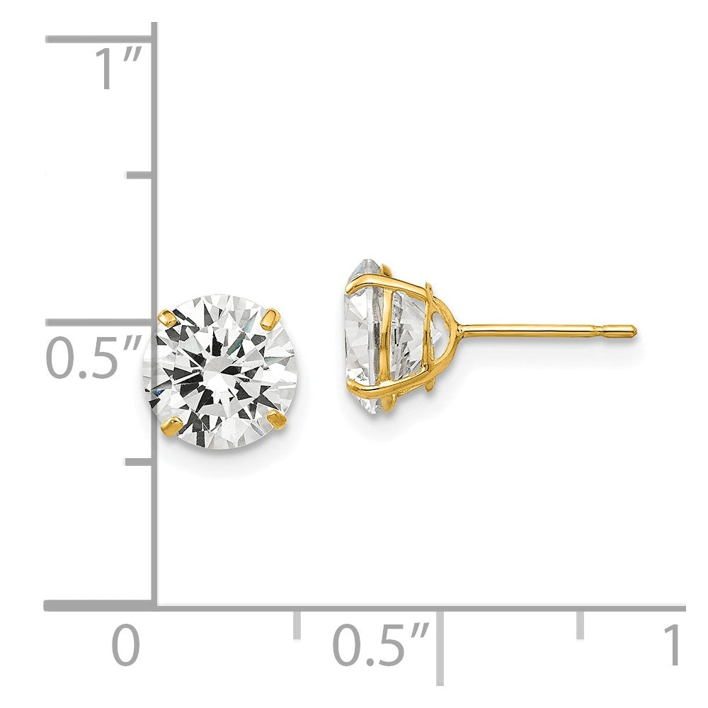 14K Gelbgold 7mm Rund Zirkonia Ohrstecker