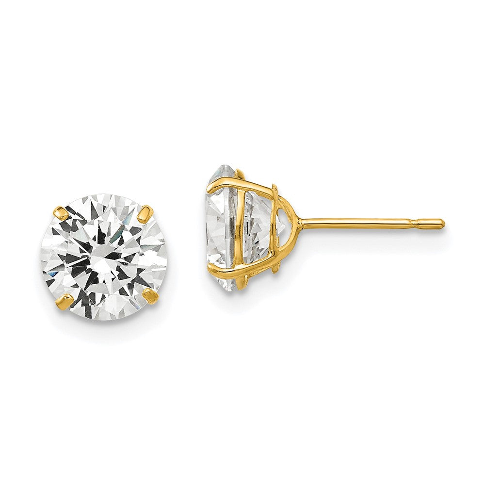 14K Gelbgold 7mm Rund Zirkonia Ohrstecker