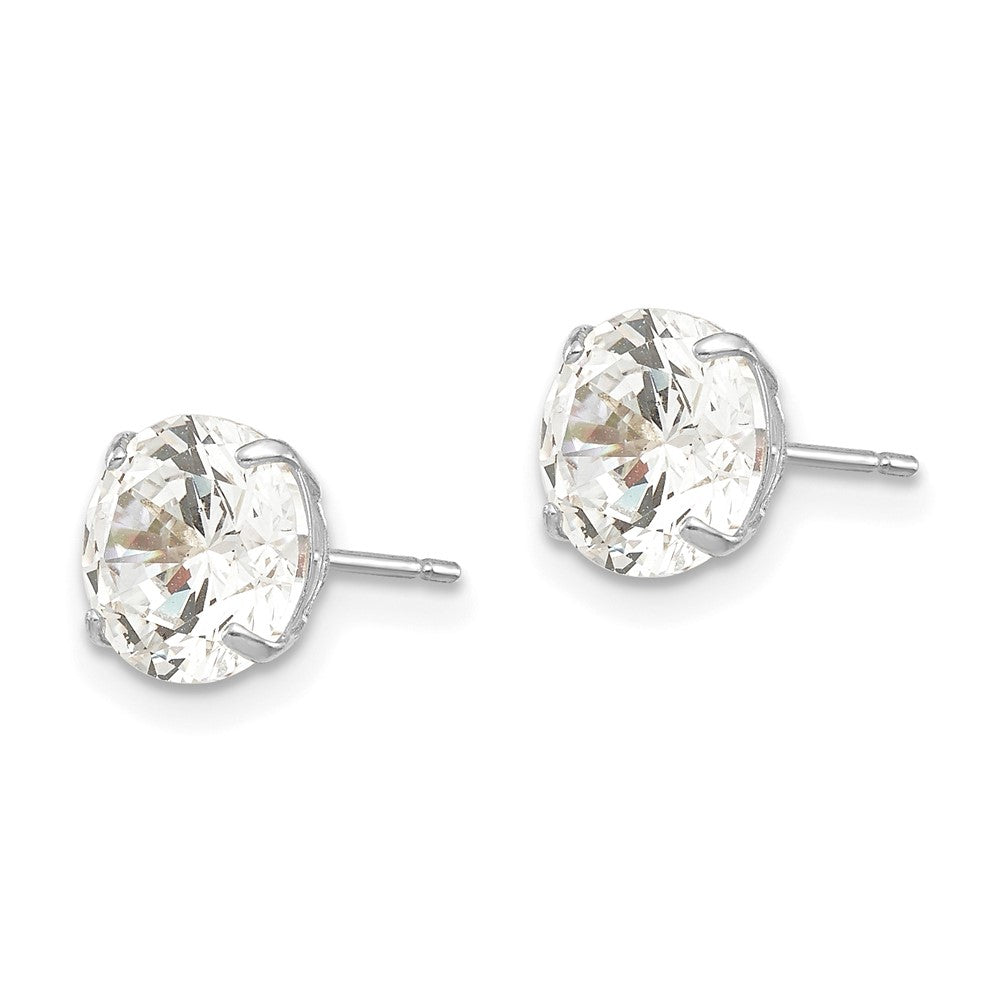 14K Weißgold 7mm Rund Zirkonia Ohrstecker