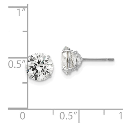 14K Weißgold 7mm Rund Zirkonia Ohrstecker
