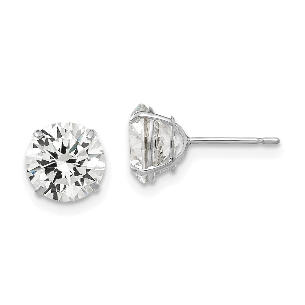 14K Weißgold 7mm Rund Zirkonia Ohrstecker