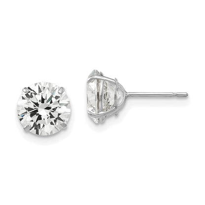14K Weißgold 7mm Rund Zirkonia Ohrstecker