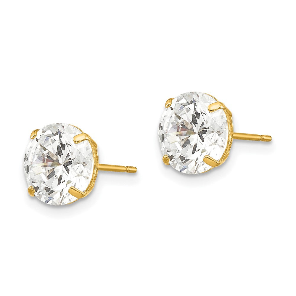 14K Gelbgold 8mm Rund Zirkonia Ohrstecker