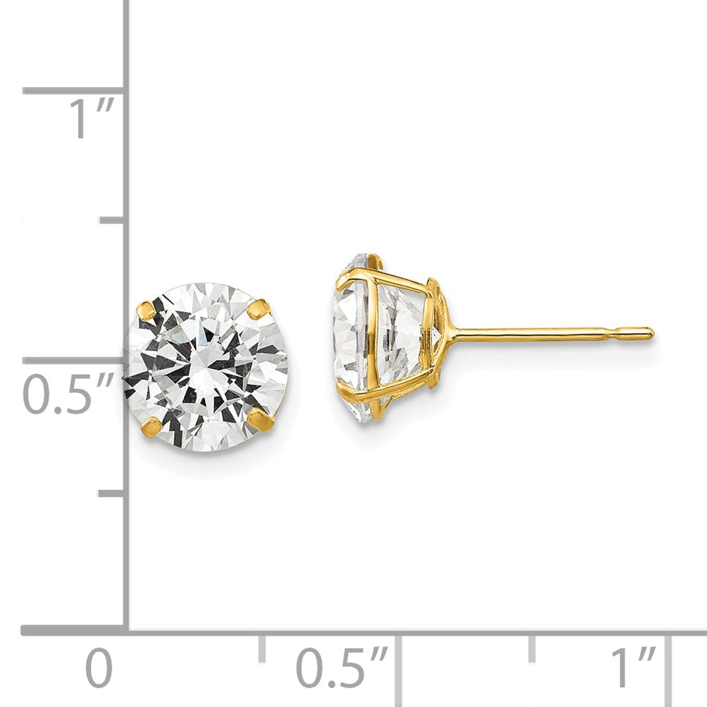 14K Gelbgold 8mm Rund Zirkonia Ohrstecker