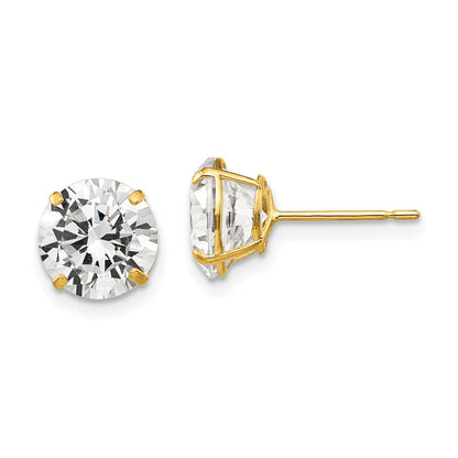 14K Gelbgold 8mm Rund Zirkonia Ohrstecker