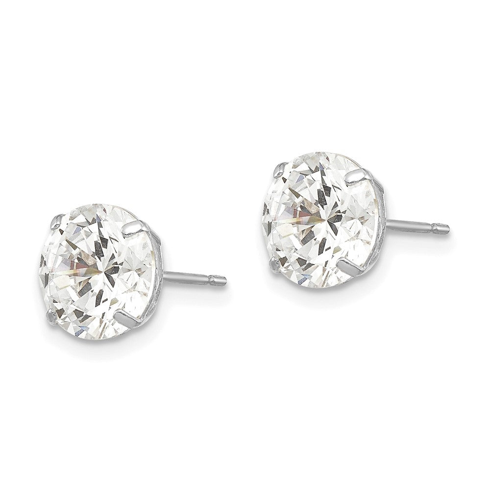14K Weißgold 8mm Rund Zirkonia Ohrstecker
